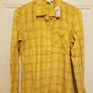 Gap Yellow Plaid Flannel Shirt